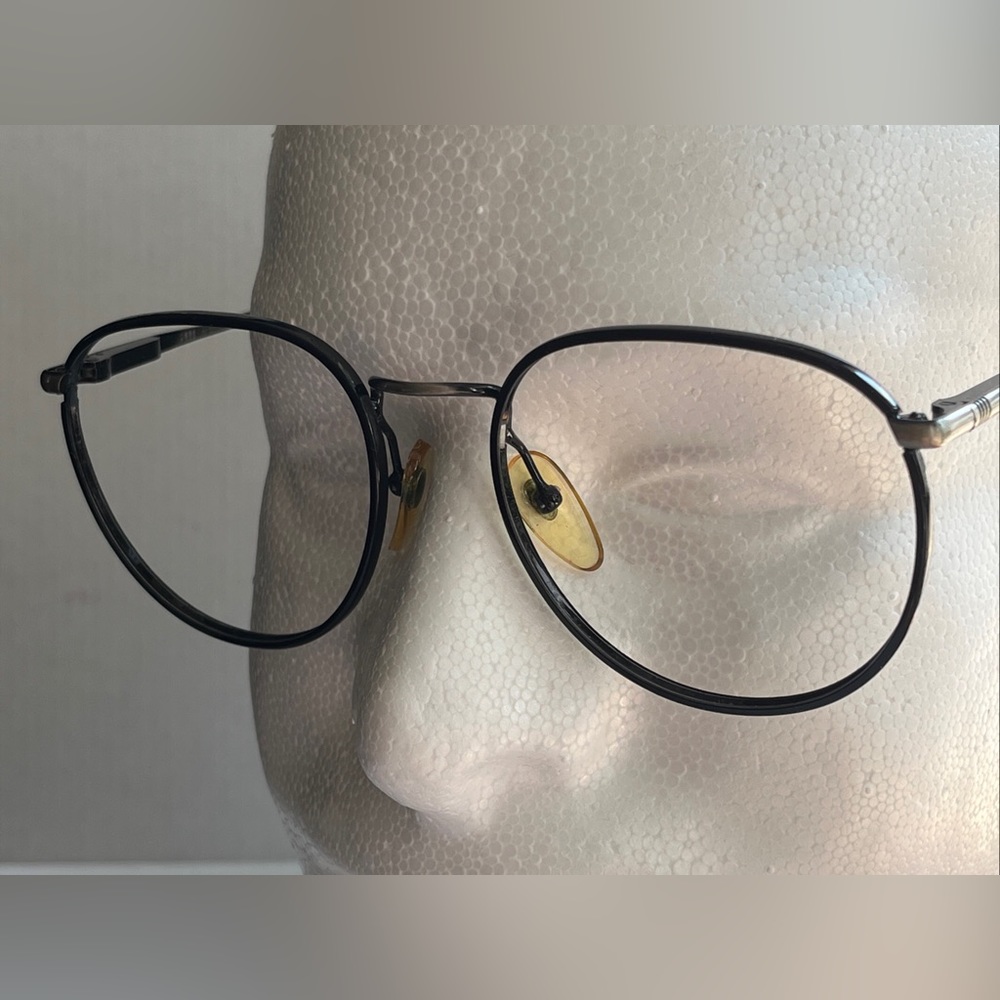 Vintage NBA Round Oversized Fashion Eyeglasses Black Gray 55-19-145